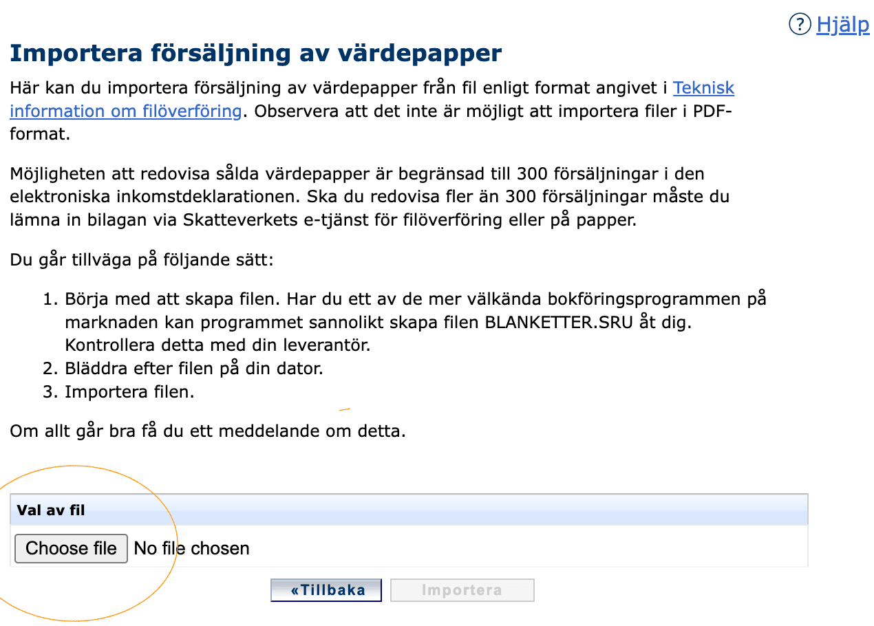 Skatteverket file upload interface